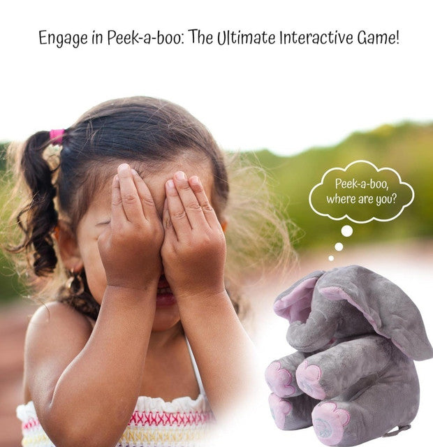 Generic Wool Peek-a-Boo Musical Elephant Plush Toy (Grey-Pink)