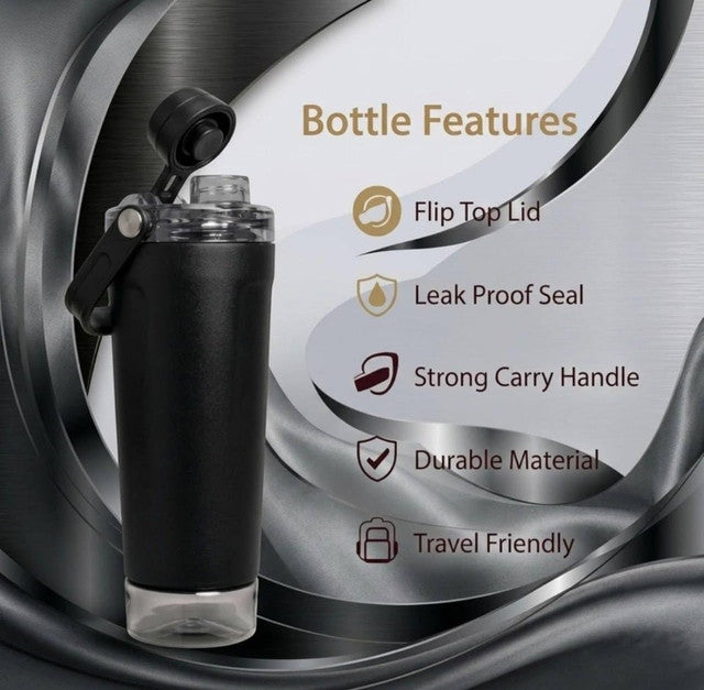 Generic Stainless Steel Gym Water Bottle with Carry Strap (Multicolor)