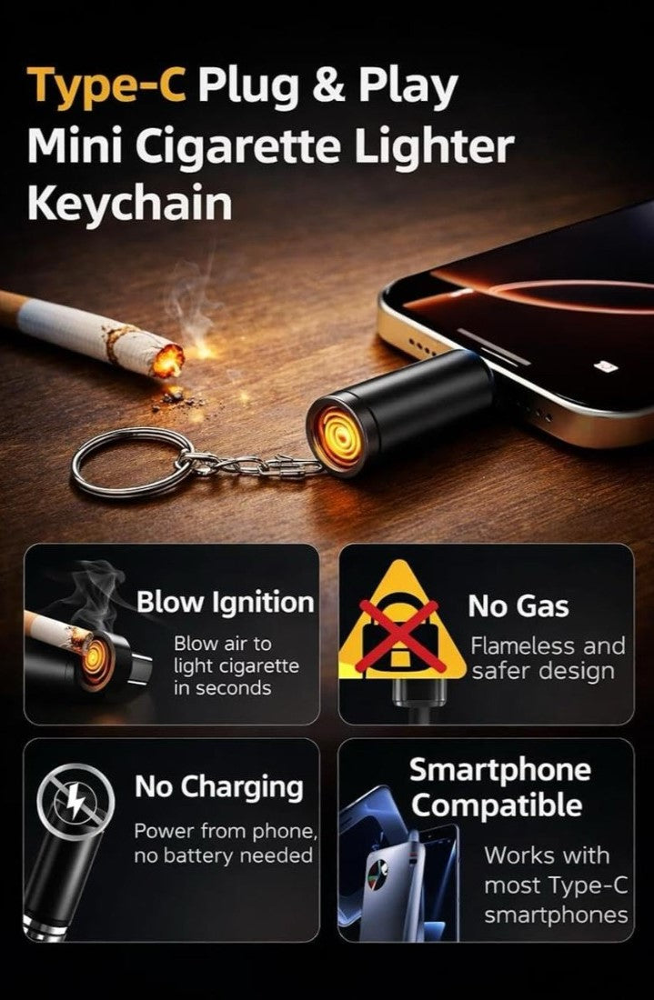 Generic Metal Type C USB Cigarette Lighter (Multicolor)