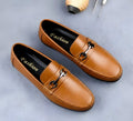 Generic Men's Synthetic Leather Solid Slip-On Casual Loafers With Metal Bit (Tan)