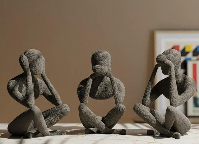 Generic Plastic No Evil Trio Set of 3 Pieces (Grey)