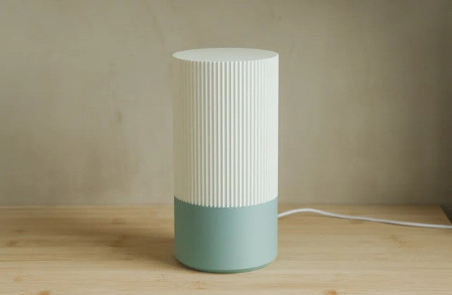 Generic Plastic Cylindrical Minimalistic Table Lamp (White-Pastel Green)