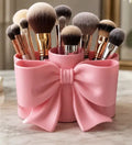 Generic Plastic Makeup Brush Holder - Bow (Pink)
