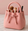 Generic Plastic Sculptural Drawstring Makeup Brush Organizer (Pastel pink)