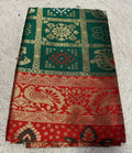 Generic Women's Jacquard Printed Saree With Unstitched Blouse - 5.5 Mtr (Green-Red)