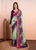 Generic Women's Marshmallow Cotton Floral Printed Saree With Unstitched Blouse - 5.5 Mtr (Multicolor)