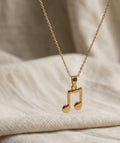 Generic Women's Pack of 2 Brass Gold Plated Music Note Pendant Necklace (Gold)-PID68260