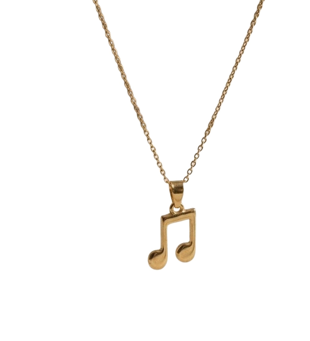 Generic Women's Pack of 2 Brass Gold Plated Music Note Pendant Necklace (Gold)-PID68260