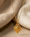 Generic Women's Pack of 2 Brass Gold Plated Geometric Diamond Pendant Necklace (Gold)-PID68268