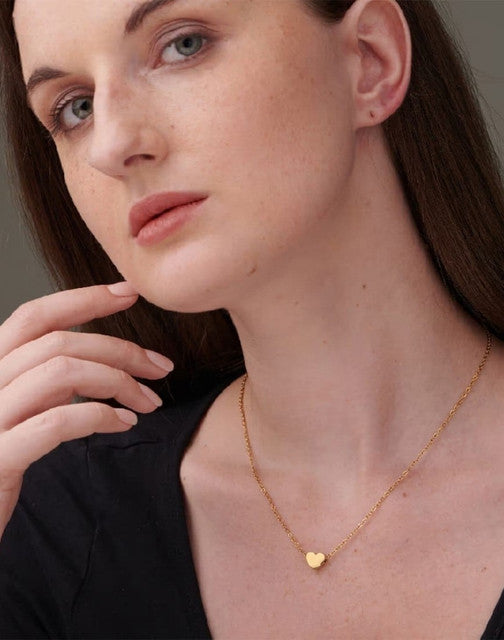 Generic Women's Pack of 2 Brass Gold Plated Little Heart Pendant Necklace (Gold)-PID68272