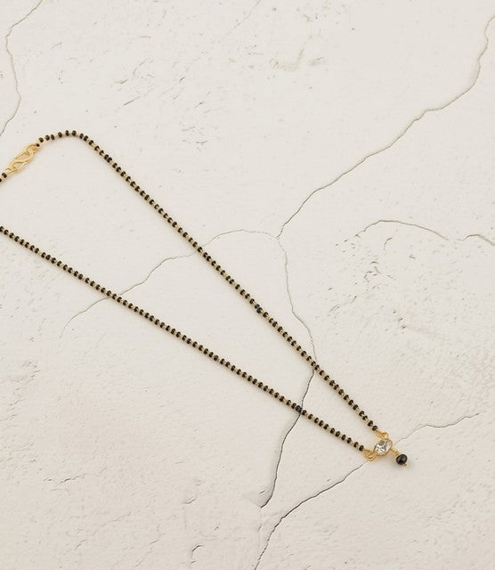 Generic Women's Brass Gold Plated Solitaire Crystal Mangalsutra (Multicolor)-PID68277