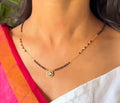 Generic Women's Brass Gold Plated Solitaire Halo Mangalsutra (Multicolor)-PID68293