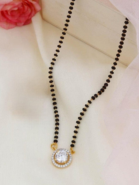 Generic Women's Brass Gold Plated Single Layer Beaded Mangalsutra (Multicolor)-PID68296