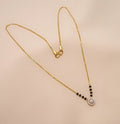 Generic Women's Brass Gold Plated Floral Halo Mangalsutra (Multicolor)-PID68297