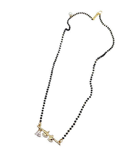 Generic Women's Brass Gold Plated Krishna Flute Peacock Mangalsutra (Multicolor)-PID68298
