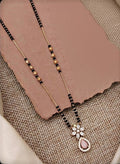 Generic Women's Brass Gold Plated Floral Pink Stone Mangalsutra (Multicolor)-PID68304