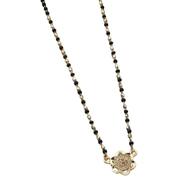 Generic Women's Brass Gold Plated Dainty Floral AD Mangalsutra (Multicolor)-PID68307