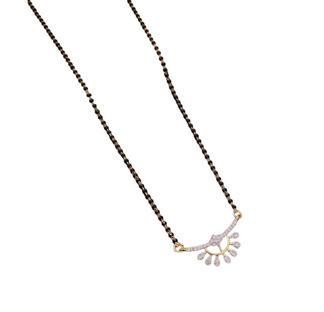 Generic Women's Brass Gold Plated Sunburst Half-Halo Mangalsutra (Multicolor)-PID68313
